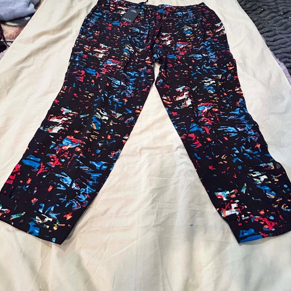 NEW PHOTOS! PANTS, BLACK MULTICOLOUR, SIZE 5, VISCOSE SOFT FABRIC, FRONT FLY, - Picture 15 of 16